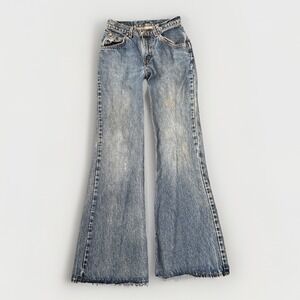 Vintage Levi's L2 Bell Bottom Jeans Womens 26x32 90s USA Distressed Hippie Flare